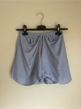 Pleat Collection Girls Cross front Skort Elastic Waist Snap Periwinkle Blue 12